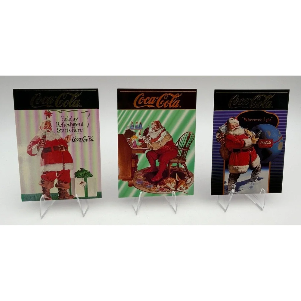 Coca-Cola Series 4 North Pole Santa Trading Cards Lot of 3 Haddon Sundblom SC621